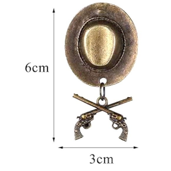 Western Cowboy Hat and Pistols Bolo Tie - Picture 6 of 7